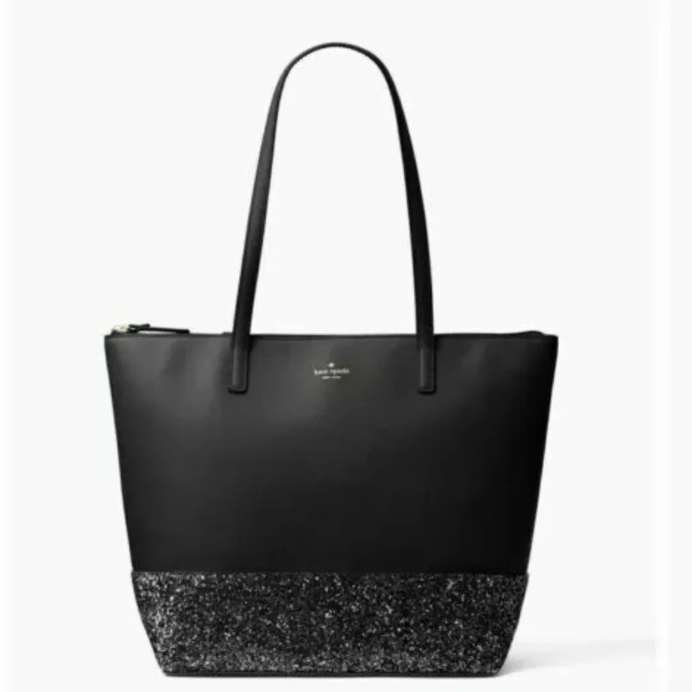 NEW Bag and Wallet -Kate Spade Black Penny Glitter Bag and Tellie Glitter Wallet - Picture 2 of 8